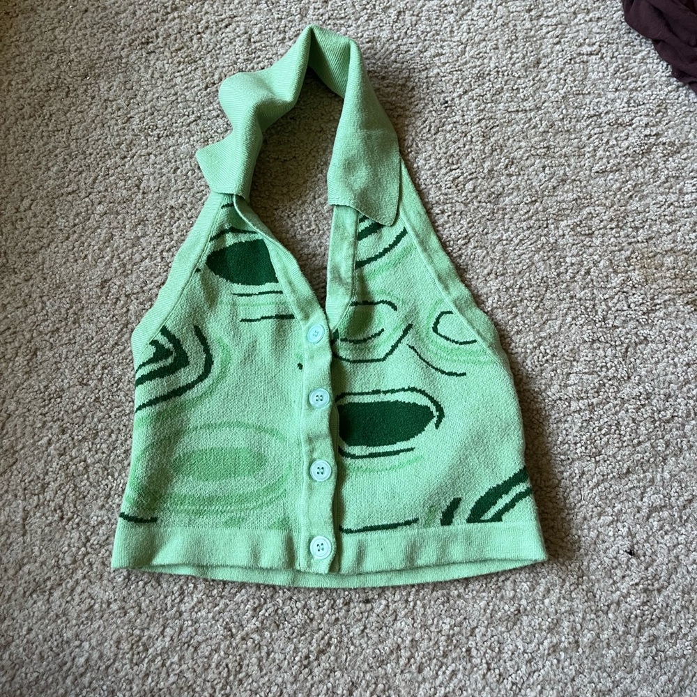 shein green patterned crop top